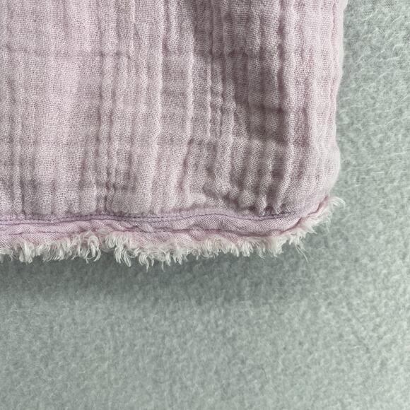 EILEEN FISHER Top XS Organic Cotton Crinkle Gauze Fringed 3/4 Sleeve Pink - Picture 7 of 12